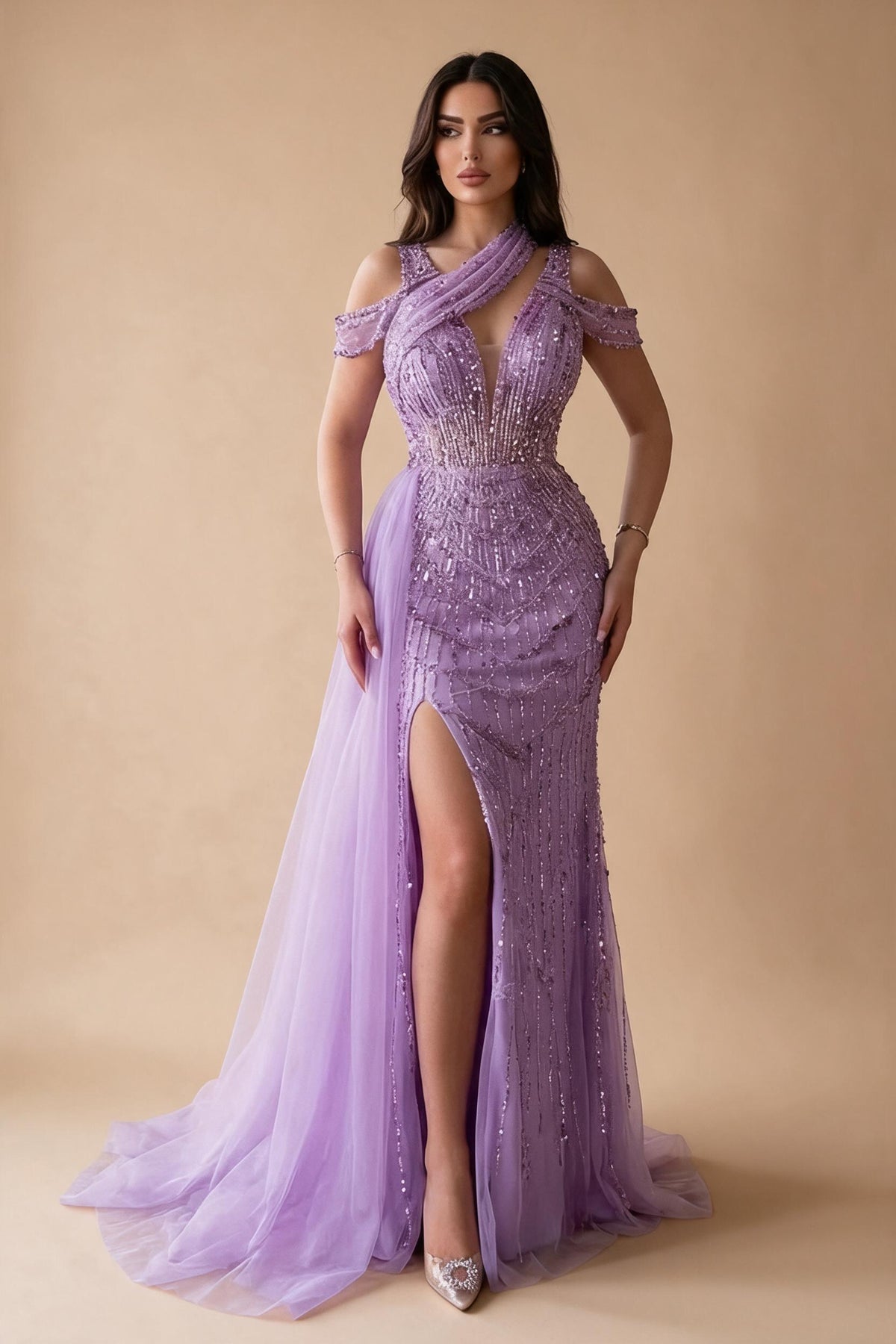 Zapdress Customized Lilac Halter Mermaid Beaded Formal Evening Dresses Elegant Wedding Party Gowns for Women DLA71778A (ZD17376)