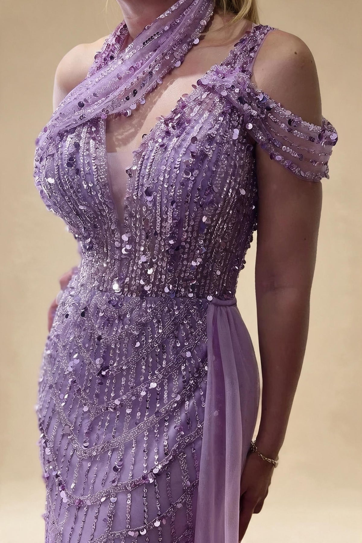 Zapdress Customized Lilac Halter Mermaid Beaded Formal Evening Dresses Elegant Wedding Party Gowns for Women DLA71778A (ZD17376)