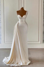 Biztunnel Charming Long Sweetheart One Shoulder Mermaid Prom Dress with Ruffles by BIZTUNNEL