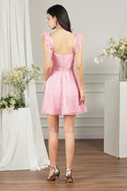 Pink Short A-line Sweetheart Tulle Beading Formal Prom Dresses by BIZTUNNEL