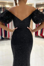 Black Evening Dresses in Long Glitter | Prom dresses with sleeves by misshow.com