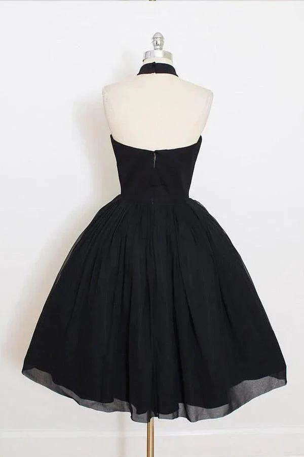 Black Halter Simple Short Homecoming Party Dresses PD106 by pgmdress