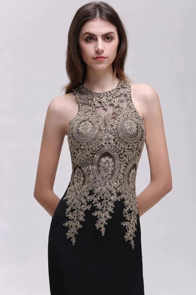 Black Lace Appliques Mermaid Prom Dresses by misshow.com