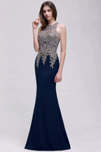 Black Lace Appliques Mermaid Prom Dresses by misshow.com