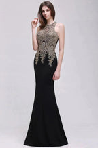 Black Lace Appliques Mermaid Prom Dresses by misshow.com