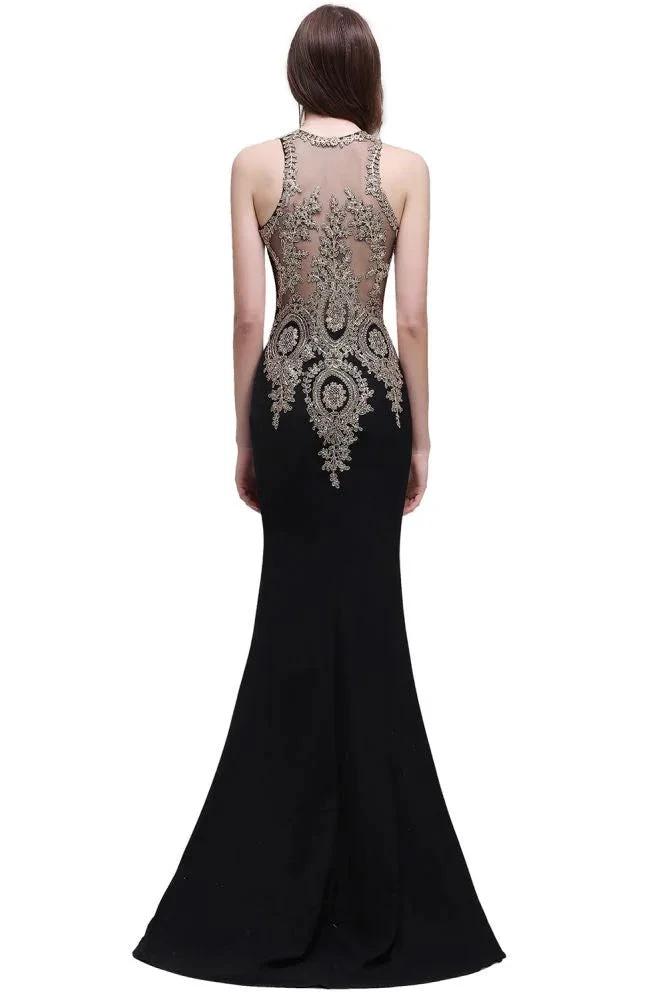 Black Lace Appliques Mermaid Prom Dresses by misshow.com