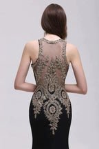 Black Lace Appliques Mermaid Prom Dresses by misshow.com