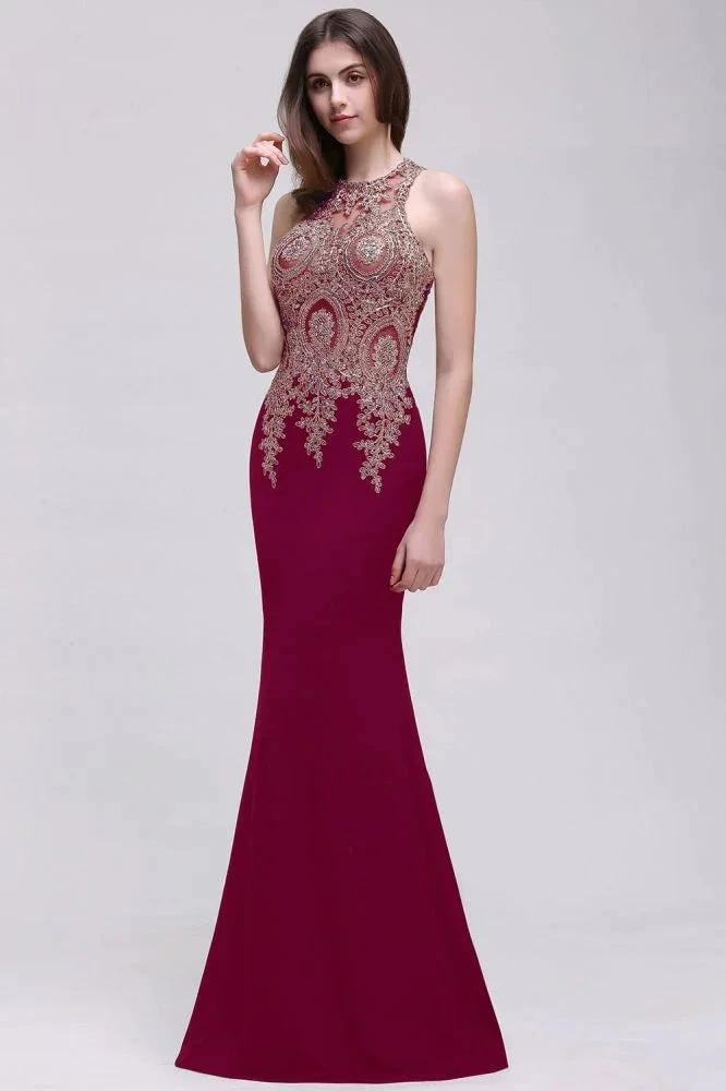 Black Lace Appliques Mermaid Prom Dresses by misshow.com