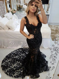 Black Long Mermaid Sweetheart Lace Formal Evening Prom Dresses by BIZTUNNEL