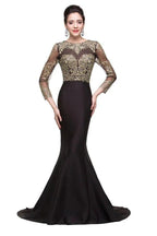 Black Mermaid Sweep-length Crew Formal Dresses by misshow.com
