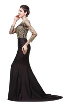 Black Mermaid Sweep-length Crew Formal Dresses by misshow.com