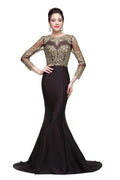 Black Mermaid Sweep-length Crew Formal Dresses by misshow.com