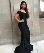 Black Off-the-shoulder Floor-length Backless Mermaid Prom Dress by misshow.com