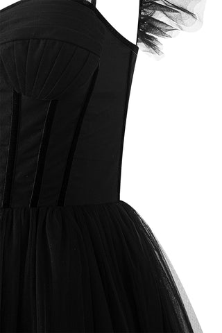 Katalina | Vestido de fiesta de tul con volantes y corsé en forma de A