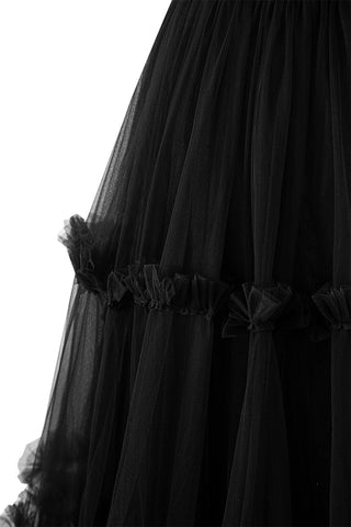 Katalina | Vestido de fiesta de tul con volantes y corsé en forma de A