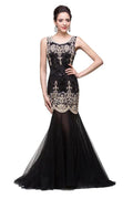 Black Scoop Sweep-length Mermaid Formal Dresses by misshow.com