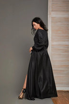 Glitter Puffy Sleeve Prom Dresses for Women Long with Slit Evening Formal Party Gown SYP01 by vivymakudress