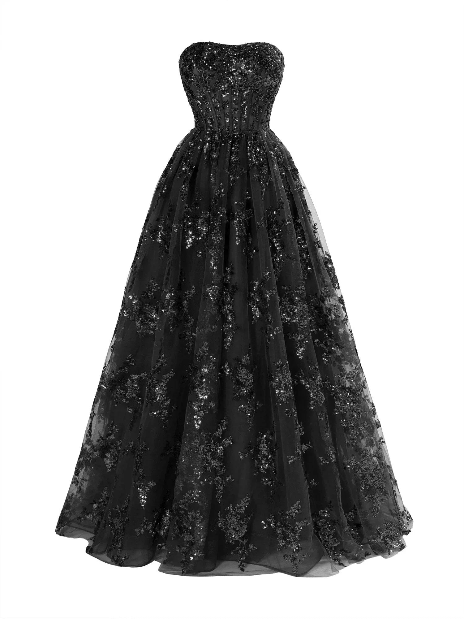 A Line Strapless Pleating Long Prom Dress With Applique by KissProm