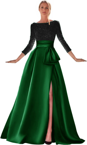 Vestidos formales dorados, vestido dorado, vestido de noche con abertura alta