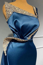 Blue Evening Dress Long Prom dresses in glitter by misshow.com