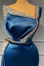 Blue Evening Dress Long Prom dresses in glitter by misshow.com