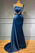 Blue Evening Dress Long Prom dresses in glitter by misshow.com