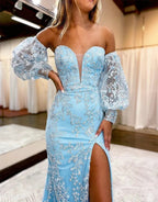 Alexandria |Mermaid Sweetheart Lace Prom Dress with Detachable Sleeves by KissProm