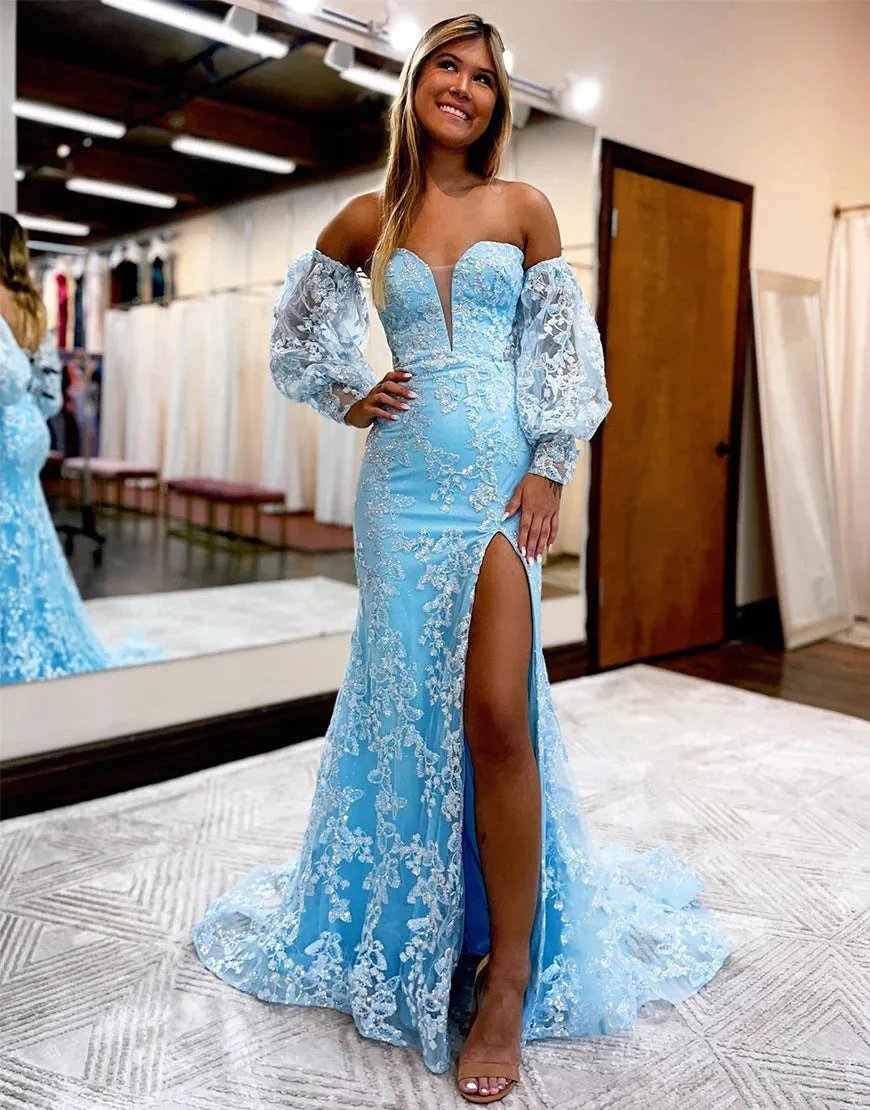 Alexandria |Mermaid Sweetheart Lace Prom Dress with Detachable Sleeves by KissProm