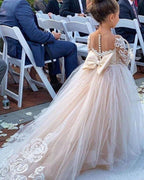 Boho Long Sleeves lace Tulle Flower Girl Dresses - photo 2