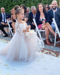 Boho Long Sleeves lace Tulle Flower Girl Dresses - photo 1