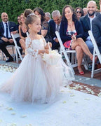 Boho Long Sleeves lace Tulle Flower Girl Dresses - photo 1