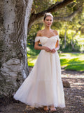 Boho A-line Off-Shoulder Tulle Prom Dress by Anne of Brittany