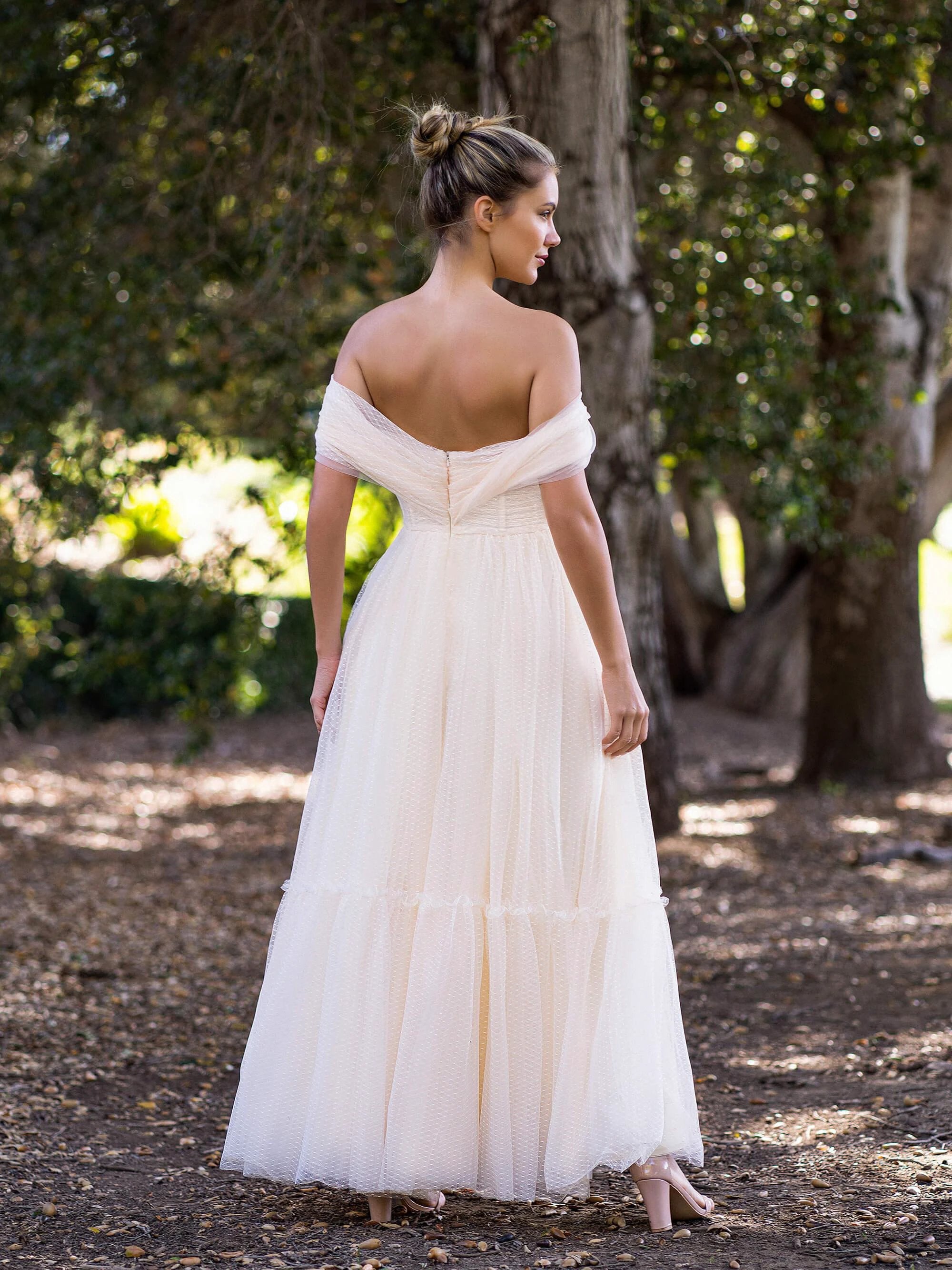 Boho A-line Off-Shoulder Tulle Prom Dress by Anne of Brittany