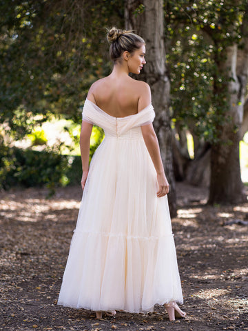 Boho A-Linie Off-Shoulder Tüll Ballkleid