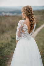 Abito da sposa boho con schiena bassa scoperta, abito nuziale separato, abito da sposa WD499