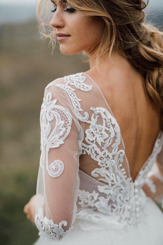Abito da sposa boho con schiena bassa scoperta, abito nuziale separato, abito da sposa WD499