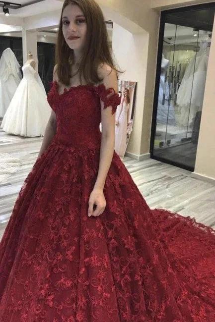 Bungudry Off-the-shoulder A-Line Wedding Dresses With Lace by misshow.com