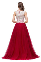 Burgundy A-line Crew Lace Chiffon Bridesmaid Dresses by misshow.com