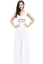 Burgundy Chiffon Sheath V Neck Long Evening Dresses by misshow.com