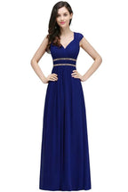 Burgundy Chiffon Sheath V Neck Long Evening Dresses by misshow.com
