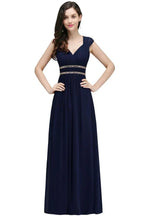 Burgundy Chiffon Sheath V Neck Long Evening Dresses by misshow.com