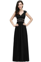 Burgundy Chiffon Sheath V Neck Long Evening Dresses by misshow.com