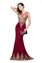 Burgundy Crew Sweep-length Mermaid Formal Dresses by misshow.com