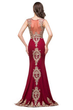 Burgundy Crew Sweep-length Mermaid Formal Dresses by misshow.com