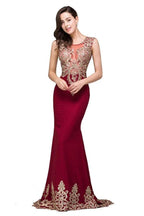 Burgundy Crew Sweep-length Mermaid Formal Dresses by misshow.com