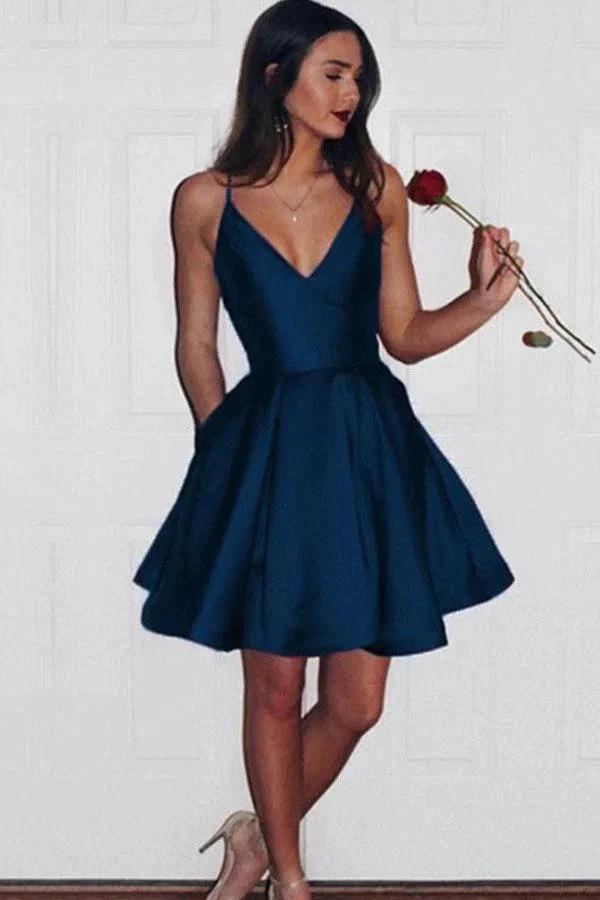 Burgundy Cute Simple Spaghetti Straps Homecoming Dress Party Dress PG125 by pgmdress