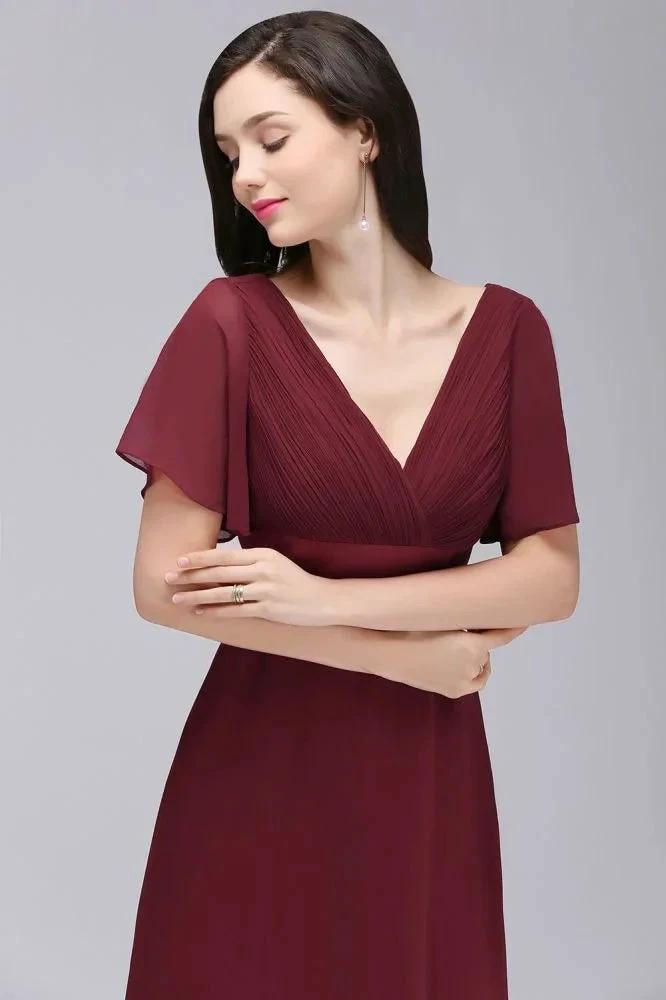 Burgundy Floor-length A-line Chiffon Prom Dress by misshow.com