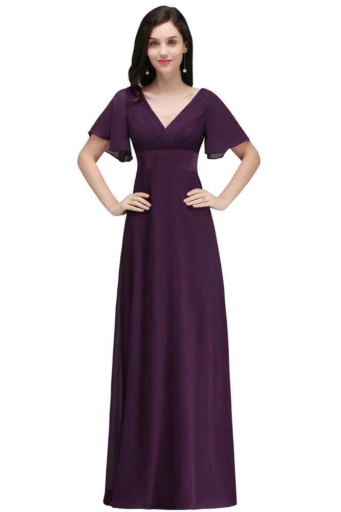 Burgundy Floor-length A-line Chiffon Prom Dress by misshow.com