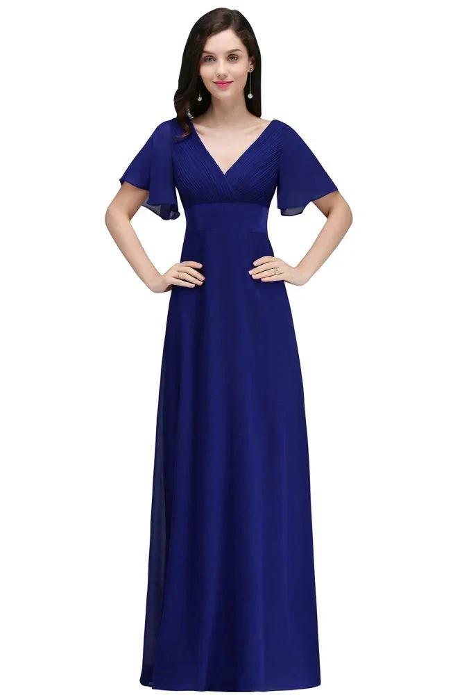 Burgundy Floor-length A-line Chiffon Prom Dress by misshow.com
