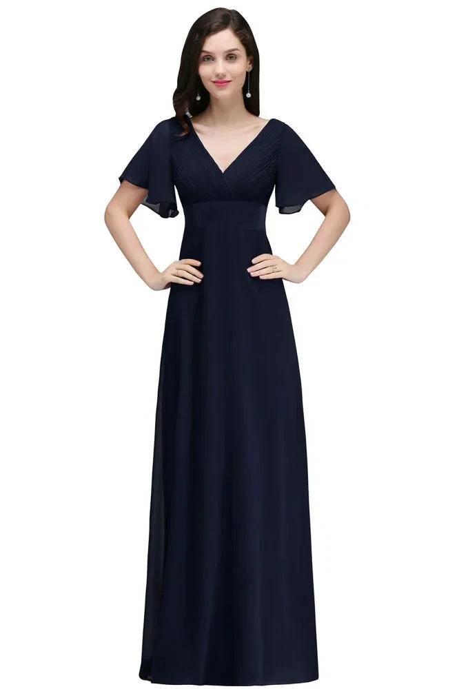 Burgundy Floor-length A-line Chiffon Prom Dress by misshow.com